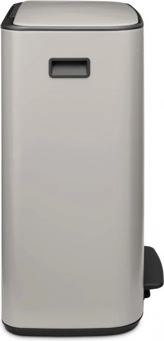 Cos de gunoi Brabantia Bo Pedal 1010450, 2x30 l, Inchidere lina, Baza antiderapanta, Gri deschis