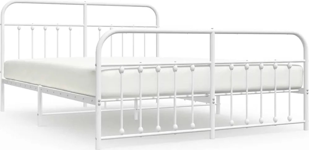 vidaXL Cadru de pat metalic cu tăblie de cap/picioare, alb, 183x213 cm