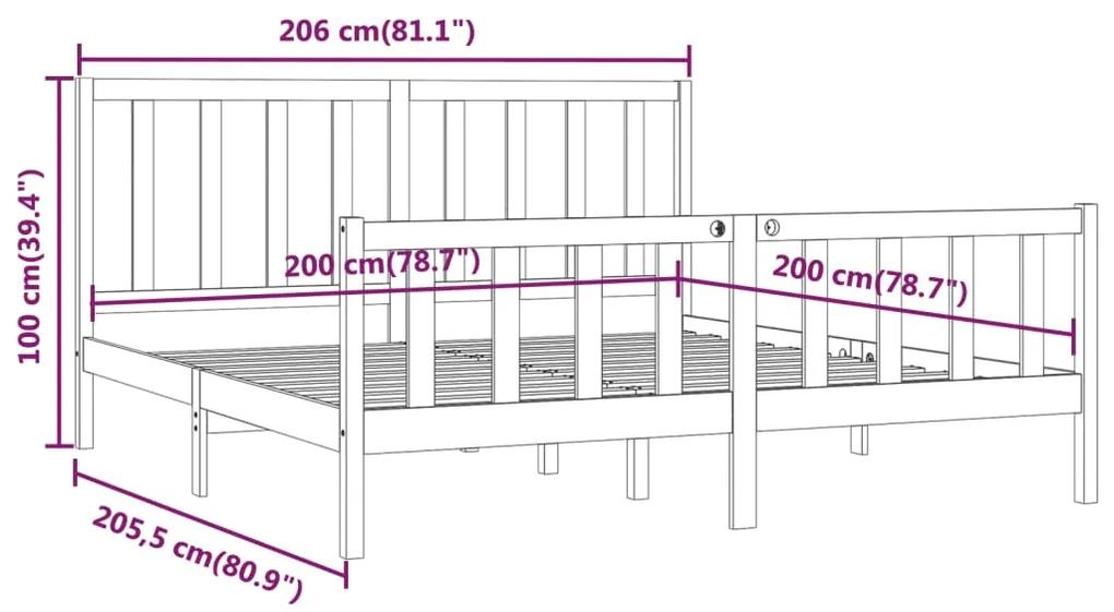 Cadru de pat, 200x200 cm, lemn masiv Maro, 200 x 200 cm