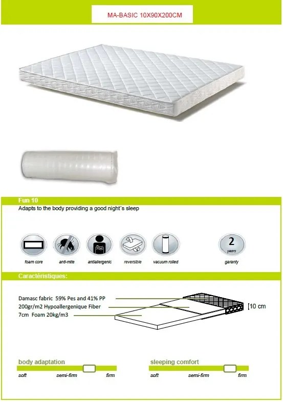 Set DALLAS în alb format dintr-un Pat copii Vipack cu gard (90 x 200 cm) și o SALTEA PAT COPII Basic Cool (90 x 200 x 10 cm).