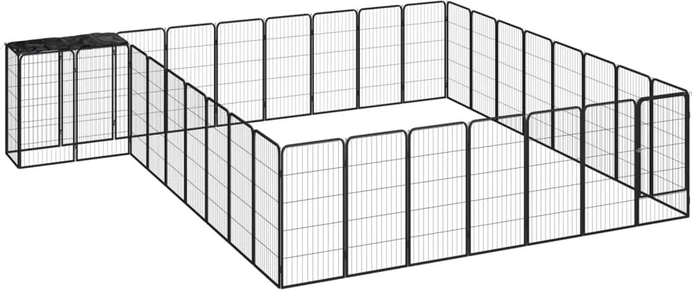 vidaXL Țarc câini 34 panouri negru 50x100 cm oțel vopsit electrostatic