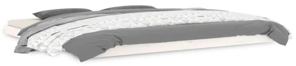 823425 vidaXL Cadru de pat, alb, 200x200 cm, lemn masiv de pin