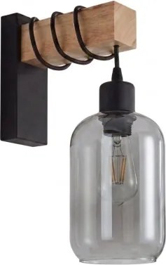 Brilagi - Aplica de perete WOOD GLASS 1xE27/60W/230V pin/negru/gri fumuriu