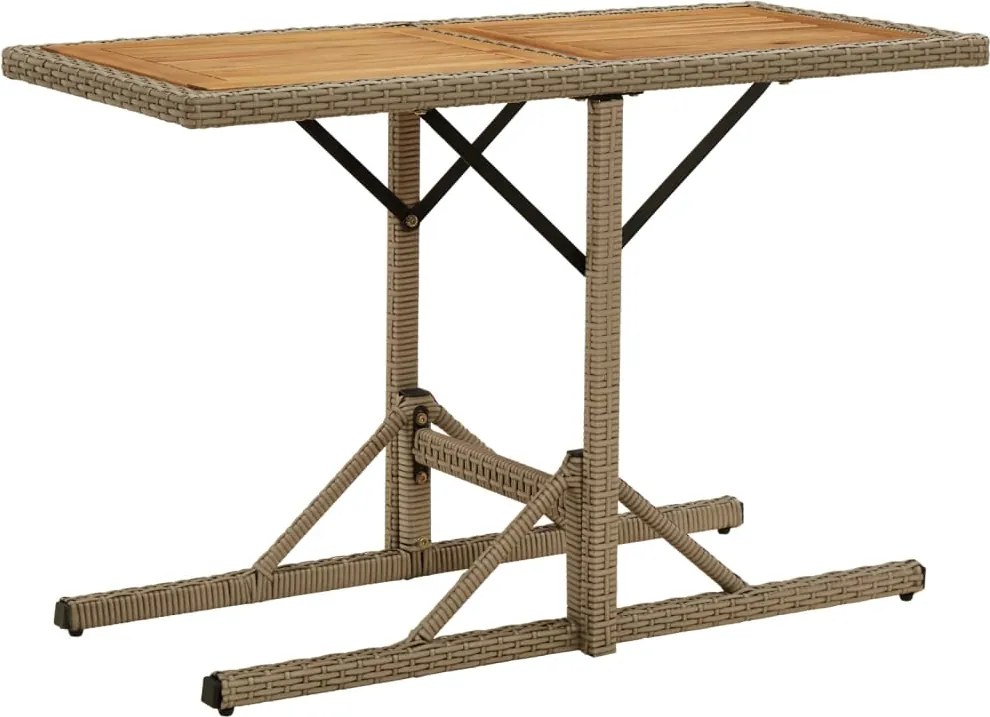 vidaXL Masă de grădină, bej, lemn masiv de acacia și poliratan