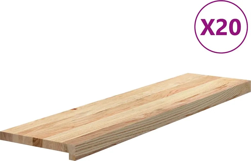 vidaXL Trepte scari 20 buc Stejar masiv netratat 100x25x2 cm