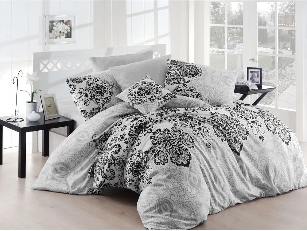Lenjerie de pat cu cearșaf Luxury Grey, 200 x 220 cm, gri