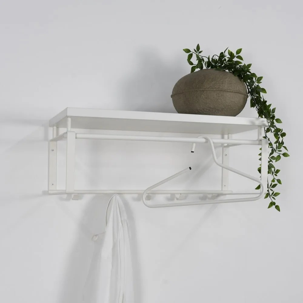 Cuier de perete alb cu raft din metal 70 cm Rex – Spinder Design