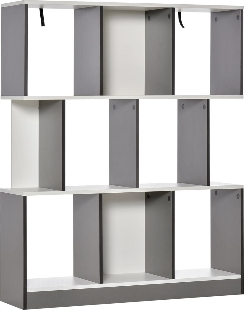 HOMCOM Bibliotecă Mobilă cu 8 Rafturi pentru Sufragerie și Dormitor, 100x24x124 cm, Gri Închis | Aosom Romania