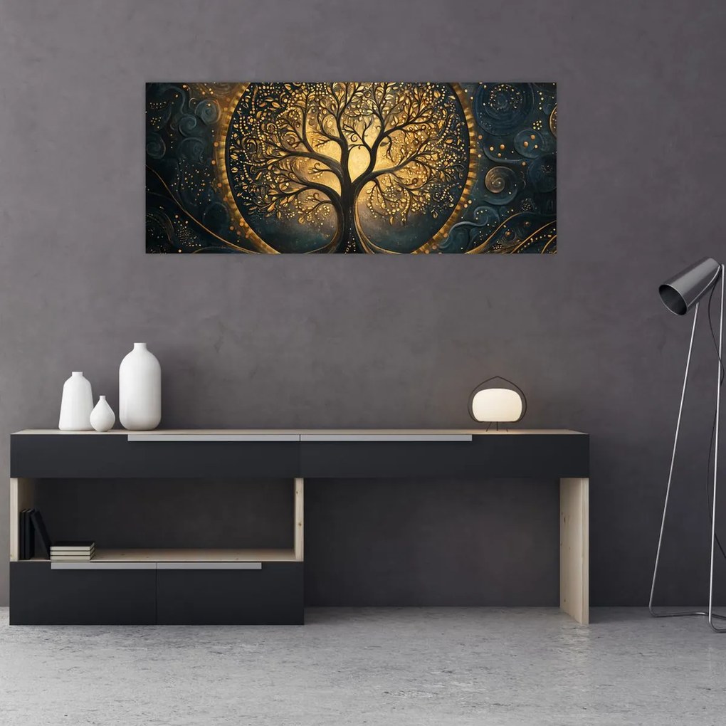Tablou – Arbore cu aură aurie (120x50 cm)