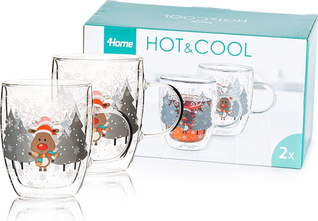 Pahare termo 4Home Mug Reindeer Hot&Cool 270 ml, 2 buc.