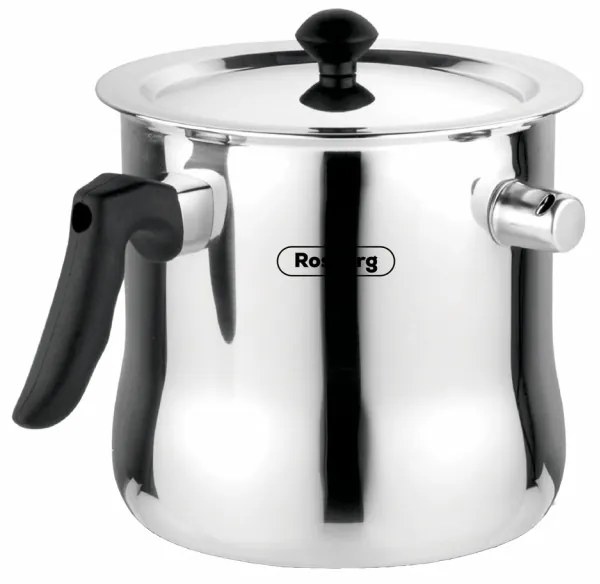 Oala pentru fiert lapte Rosberg R51430A, 2.7 L, Pereti dubli, Semnal sonor, Inox