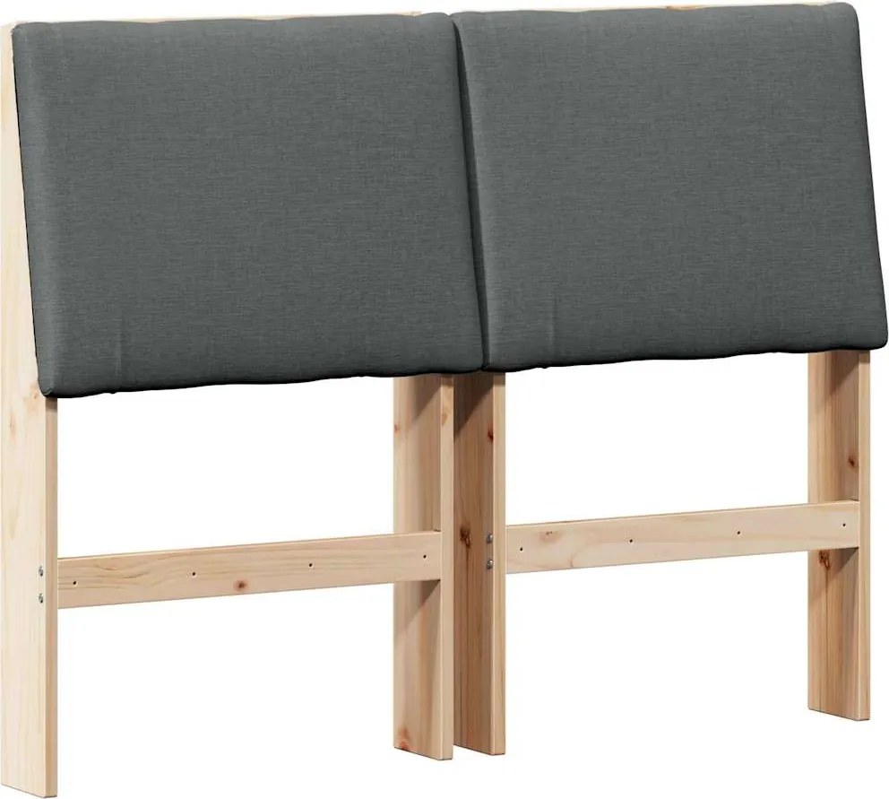 vidaXL Tăblie tapițată Gri închis 120 cm Lemn de pin masiv
