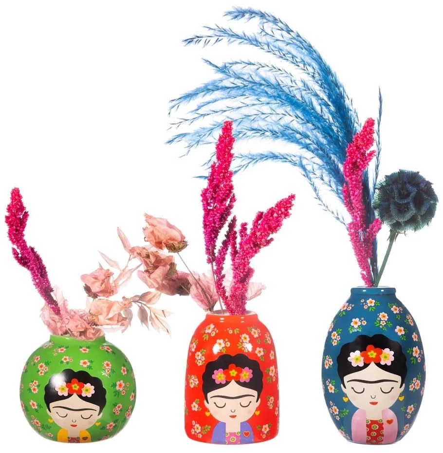 Vaze 3 buc. din ceramică (înălțime 8 cm) Floral Frida – Sass & Belle