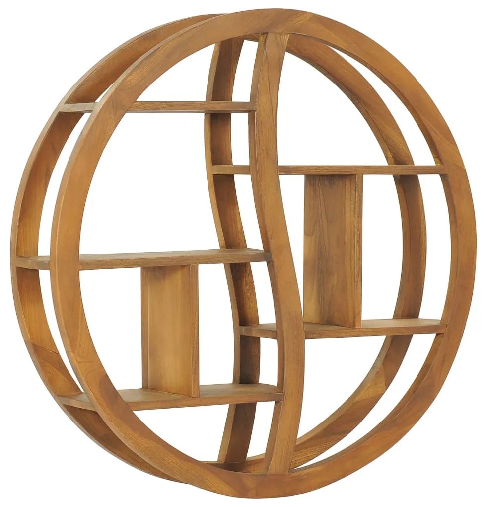 320771 vidaXL Raft de perete Yin Yang, 80 x 17,5 x 80 cm, lemn masiv de tec
