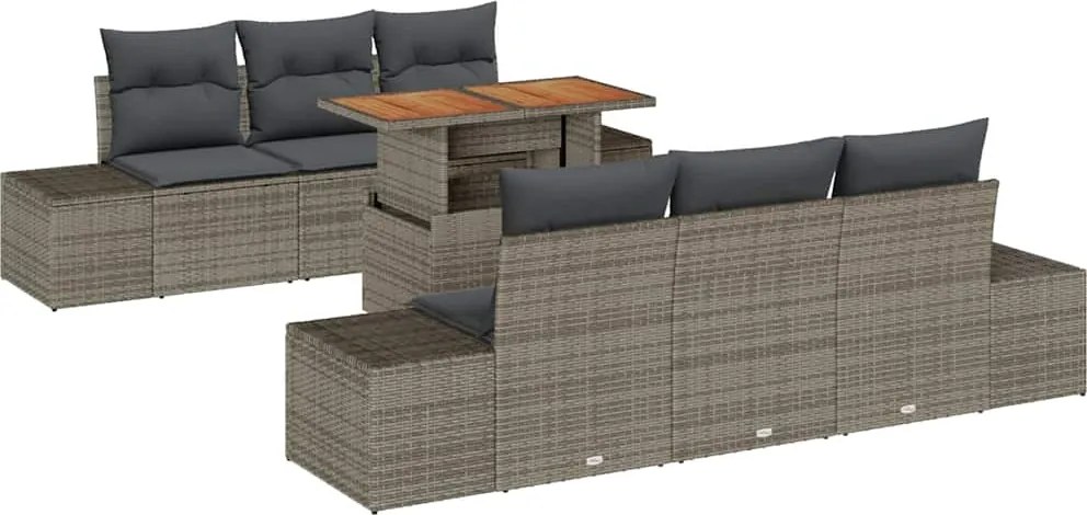 vidaXL Set de canapele pentru grădină 7 pcs Gri Rattan poli