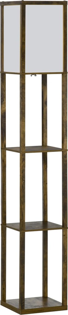 HOMCOM Lampă de Podea cu 3 Rafturi Integrate, Design Modern din MDF, 26x26x160 cm, Lemn Natural | Aosom Romania