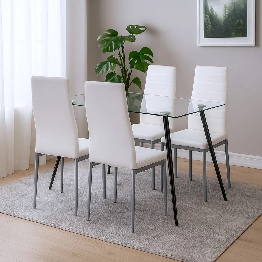 Set de sufragerie Nash 4+1 alb-gri