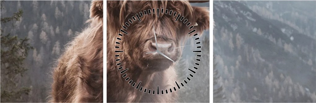 Tablou - Vaca Highlander (cu ceas) (90x30 cm)