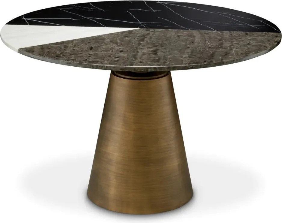 Masa Rotunda LUX din Otel, Marmura Artificiala, Tricolori 120cm