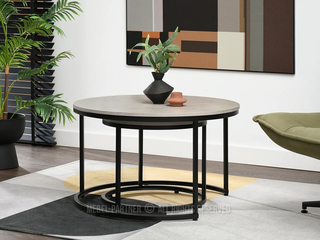 Măsuță de cafea Klara (beton + negru). Promo -10%. 1111624