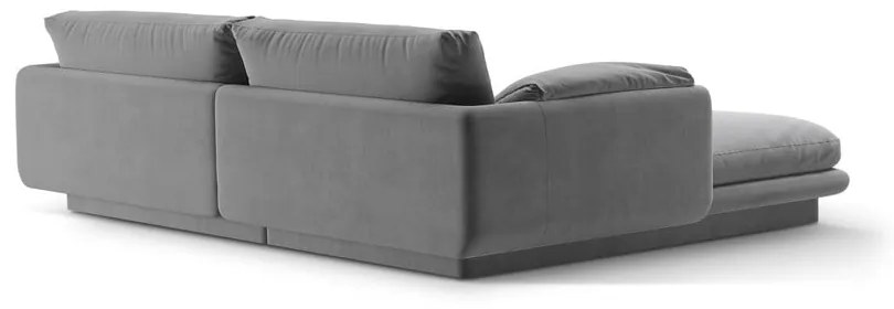 Colțar gri deschis cu tapițerie din catifea (cu colț pe partea dreaptă/cu șezlong) Torino – Micadoni