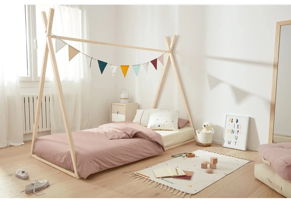 Covor cu proporție mare de bumbac pentru copii Kave Home Miris, 65 x 110 cm, bej
