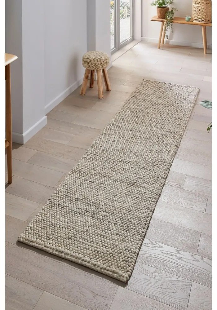 Covor tip traversă gri deschis țesut manual din amestesc de lână 60x230 cm Minerals – Flair Rugs