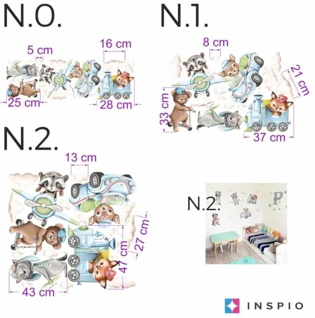 INSPIO Autocolant pentru perete - Animale în călătorie