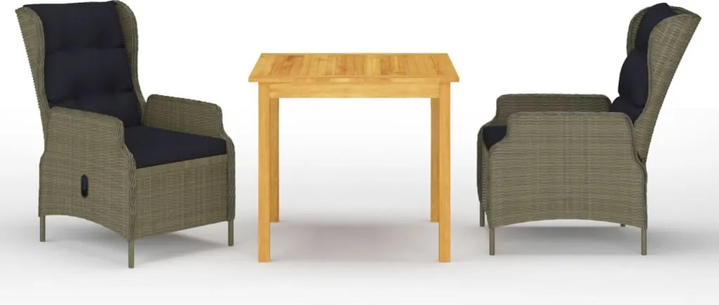 vidaXL Set mobilier de grădină, 3 piese, maro