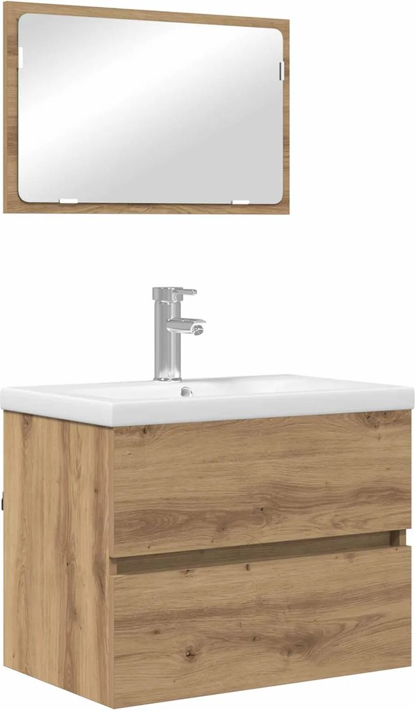 vidaXL Set de mobilier pentru baie cu sertar 3 pcs Stejar Artizanal