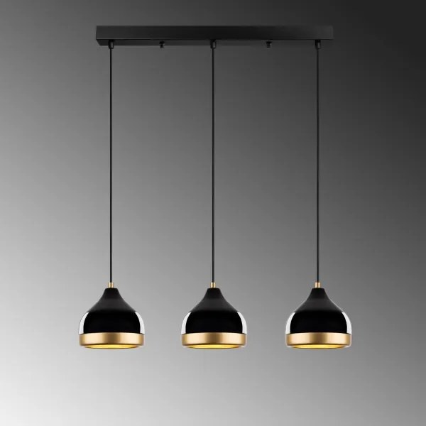 Lustră pe cablu YILDO, 3xE27/40W/230V, negru/auriu