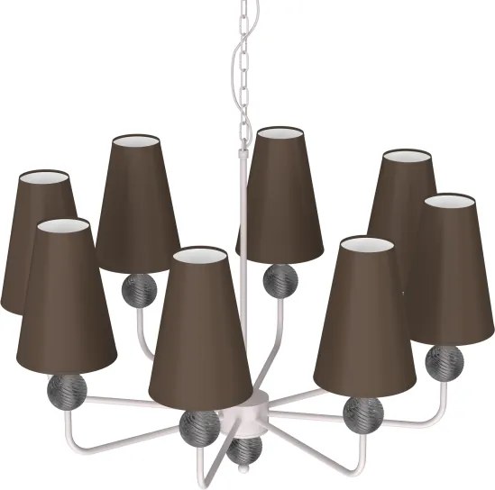 Candelabru pe lanț GRENADA 8xE14/15W/230V maro/crem