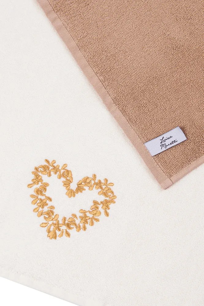 Prosoape de bucătărie HEART, 2 buc Crem-Muștar /Cream-Mustard Set (2 buc, 40x60 cm)