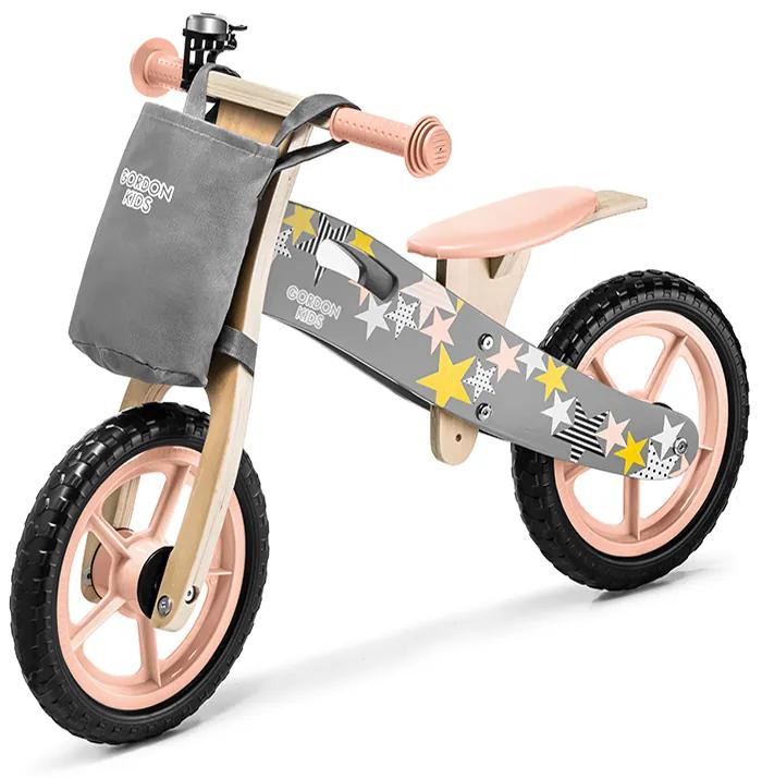 Bicicleta de echilibru roz cu buzunar de depozitare