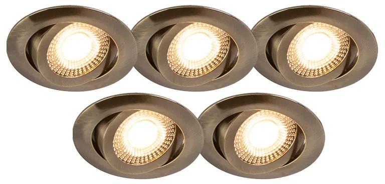 Set de 5 spoturi moderne încastrate din bronz, incluzând LED în 3 trepte reglabil - Mio