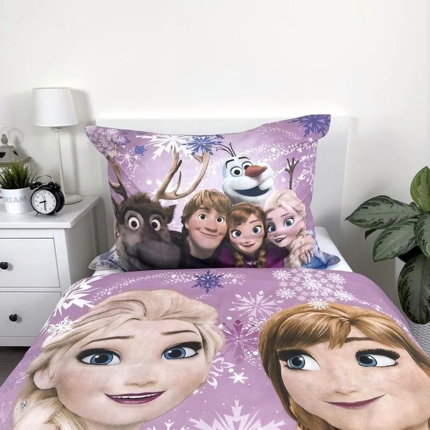 Disney Regatul de gheață Pink-purple set de pat 140×200cm, 70×90 cm