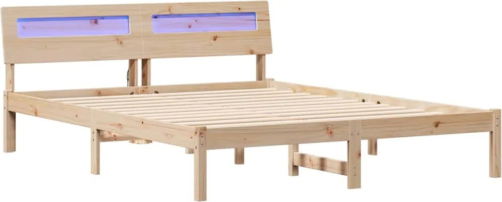 vidaXL Cadru de pat cu headboard Maro 150 x 200 cm Lemn de pin masiv