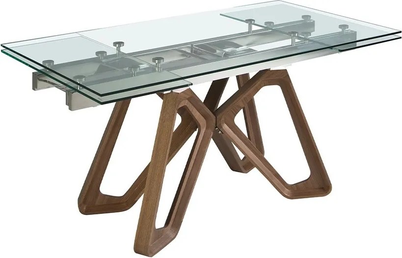 Masa extensibila deosebita design LUX Walnut-Glass 160-240x90cm