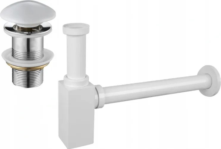 Mexen semi-sifon chiuvetă pătrată cu dop ceramic clic-clac, fără preaplin, alb - 7991060-25