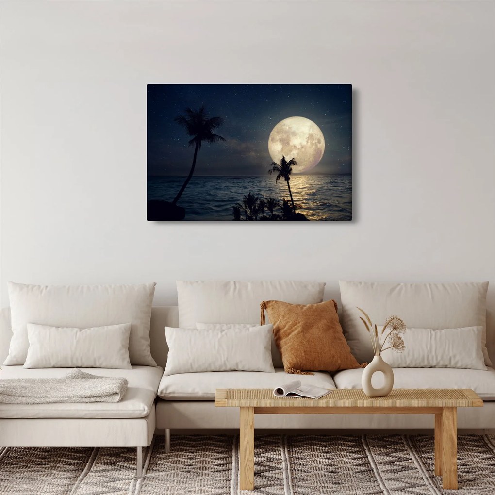Tablou - Plaja cu lună plină (90x60 cm)