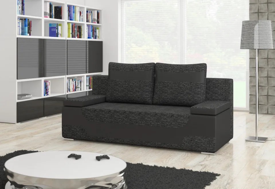 Canapea extensibila, 200 x 92 x 90 cm, Area, Eltap (Culoare: Gri închis, Negru)