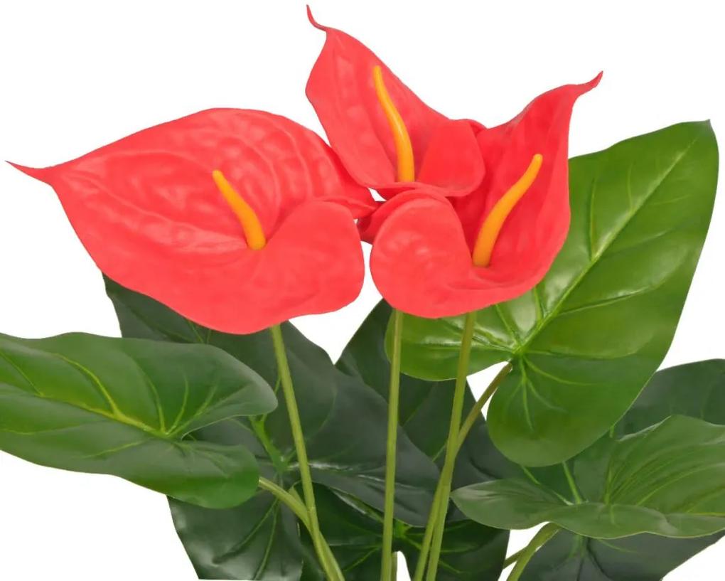 Planta artificiala Anthurium cu ghiveci, 45 cm, rosu si galben 1, Rosu, anthurium   45 cm