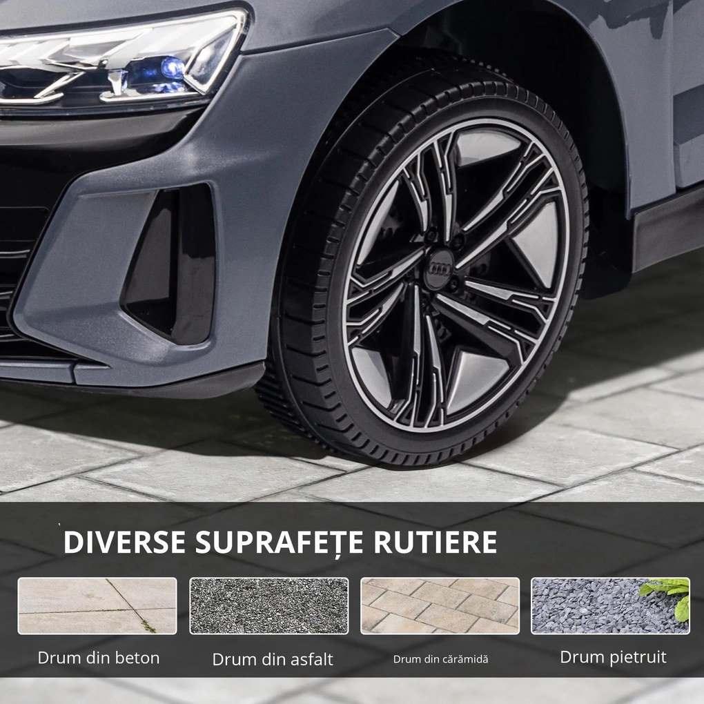 HOMCOM Automobil electric pentru copii cu telecomandă, centură de siguranță, claxon, muzică, faruri, până la 5 km/h, 3-5 ani, Gri | Aosom Romania