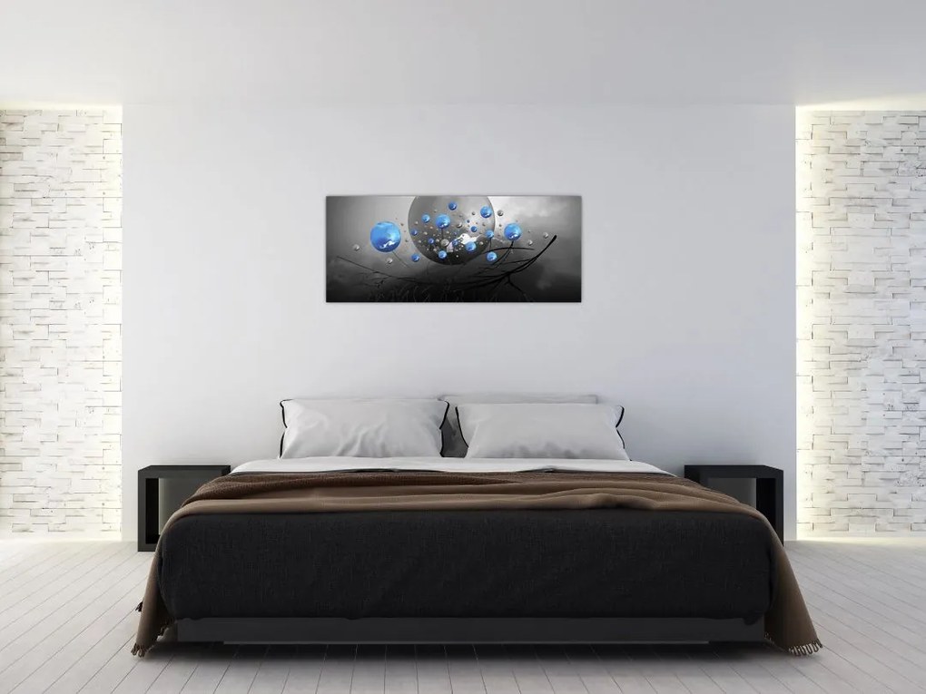 Tabloul cu bile abstracte albastre (120x50 cm)