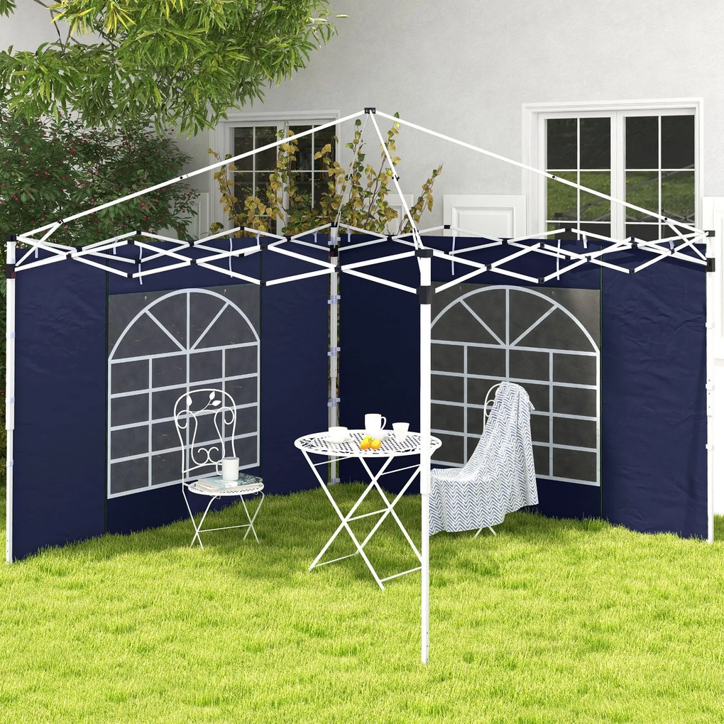 Outsunny Curtine Pavilion, Set de 2, pentru Pavilion de Grădină 3x6m sau 3x3m, cu Ferestre și Uși, Albastru | Aosom Romania