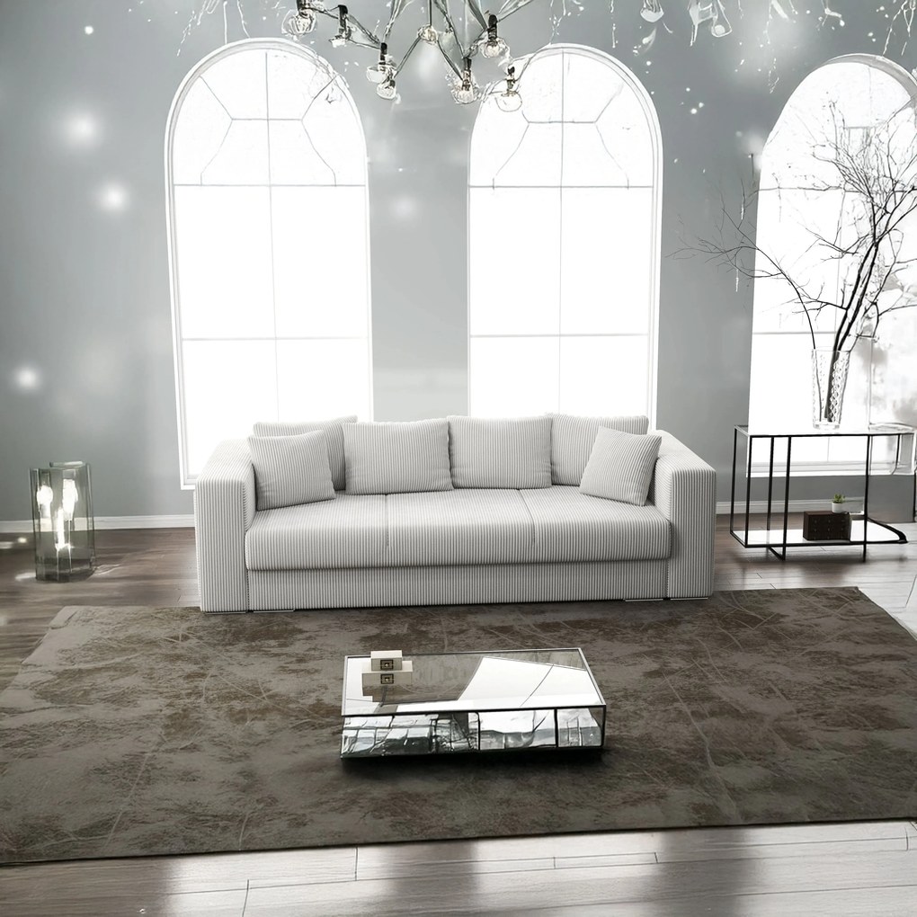 Canapea extensibilă dumonde cu ladă de depozitare si sezut confortabil din spuma high-density, Gloria Zoom Cream 240x100 cm