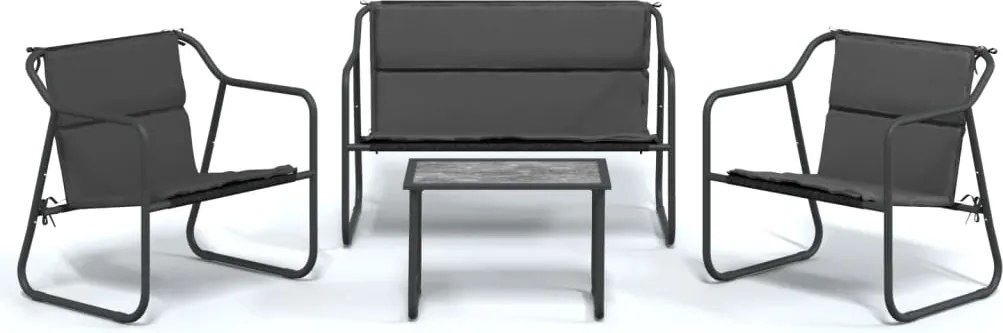 vidaXL Set mobilier de grădină, cu perne, antracit, 4 piese, oțel