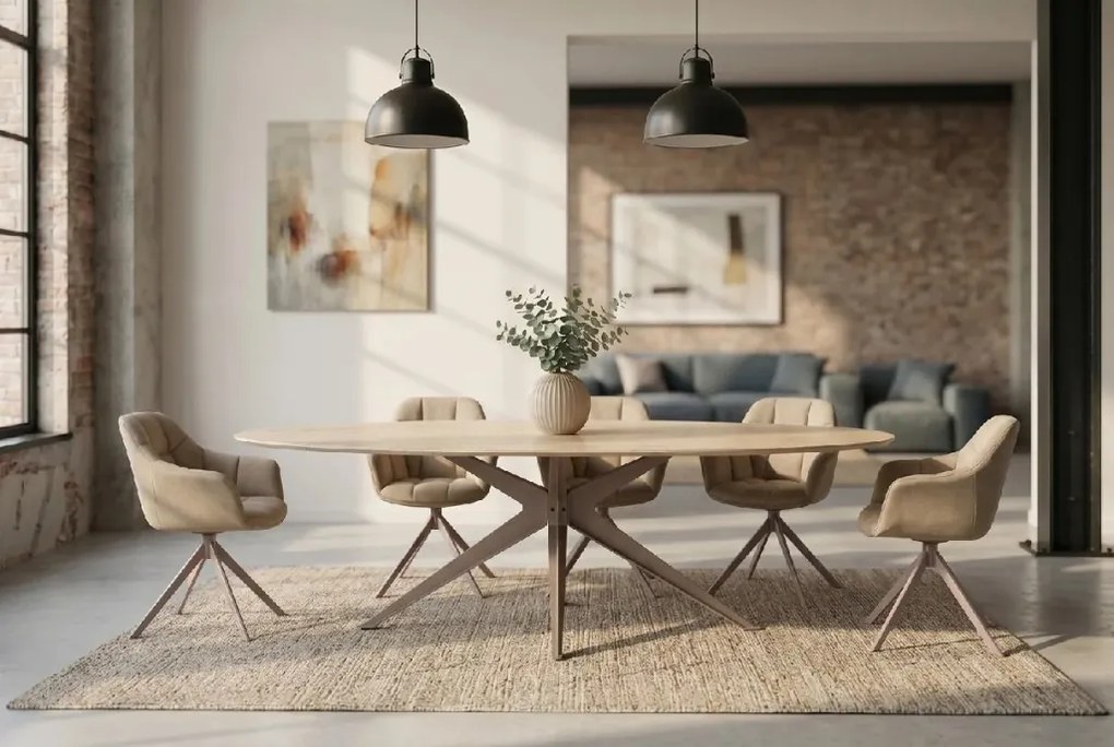 Masa ovala cu blat din ceramica TRAVERTIN 220cm