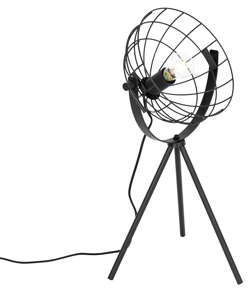 Lampă de masă industrială cu trepied negru reglabil - Hanze