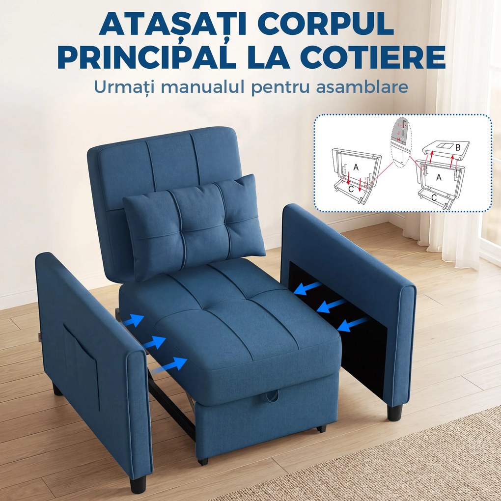 HOMCOM Fotoliu transformabil și reclinabil | Aosom Romania